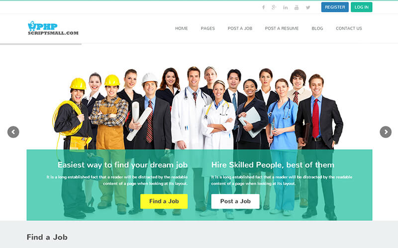 job portal website script job pages